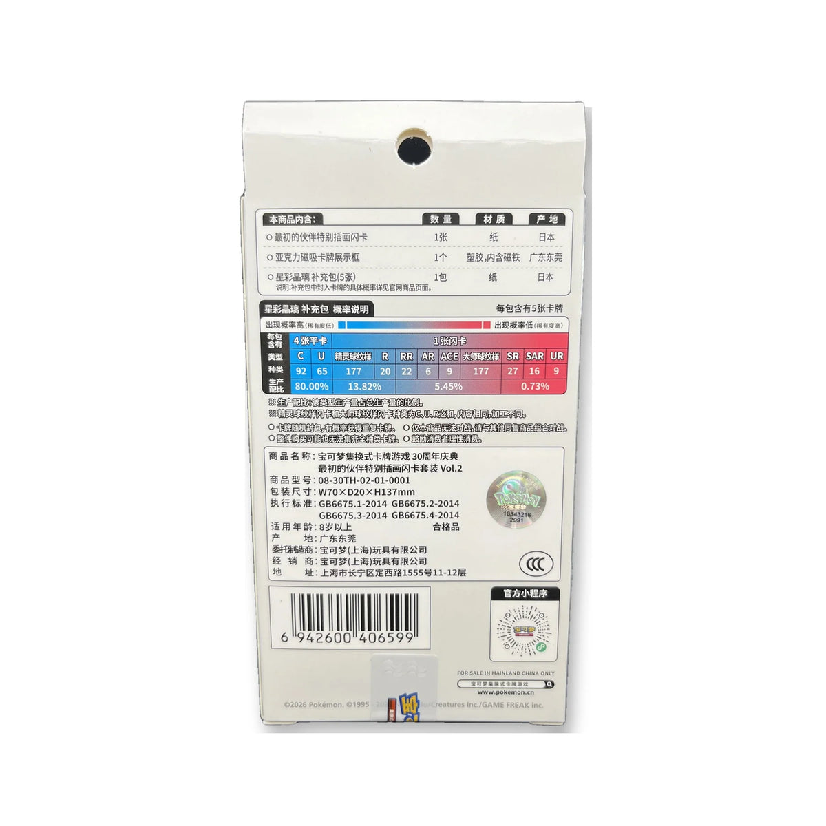 Rückseite der Box mit Inhaltsangabe und Barcode