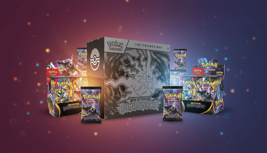 Pokémon Dunkelnacht Top Trainer Box und Booster Display