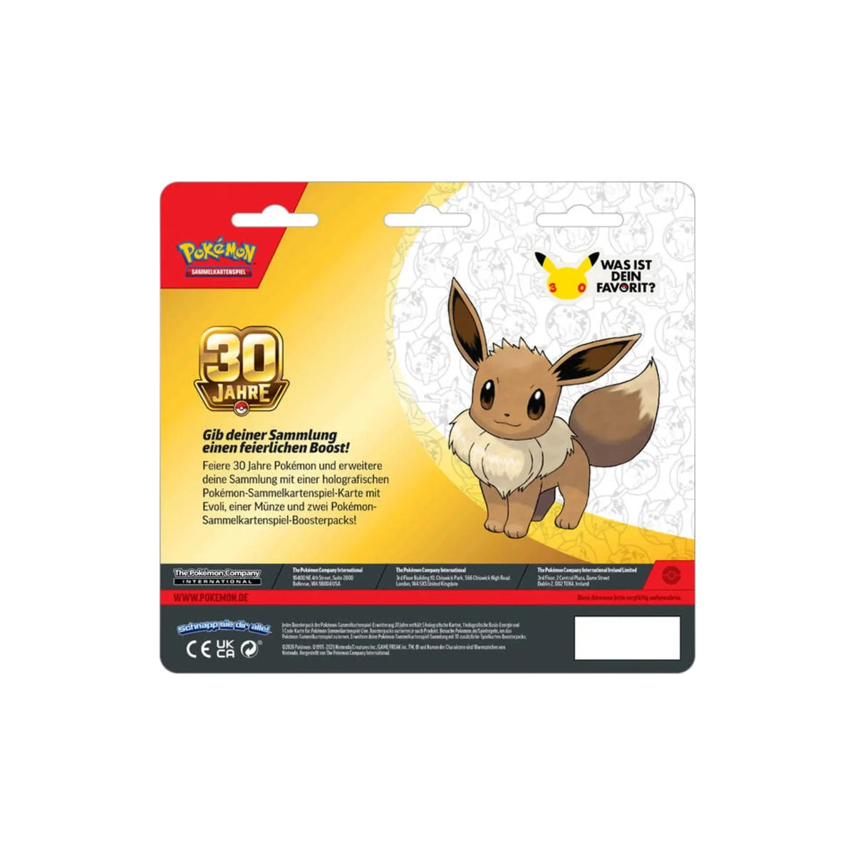 Pokémon 30 Jahre 2-Pack Blister Evoli, Rückseite