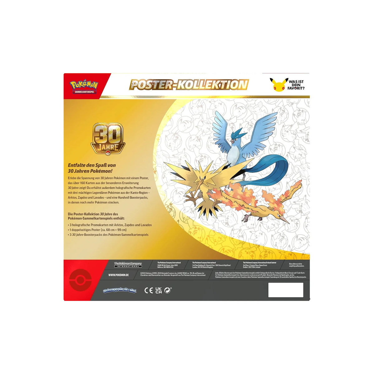 Pokémon 30 Jahre Poster-Kollektion Verpackung Rückseite