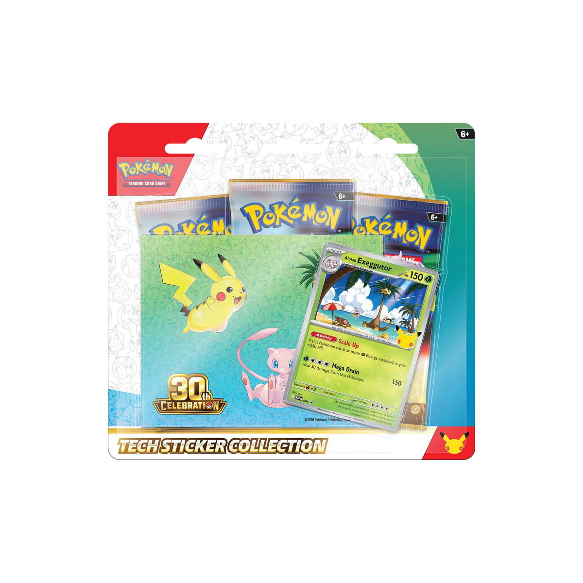 Pokémon 30th Celebration Tech Sticker Collection Alola-Kokowei, Englisch