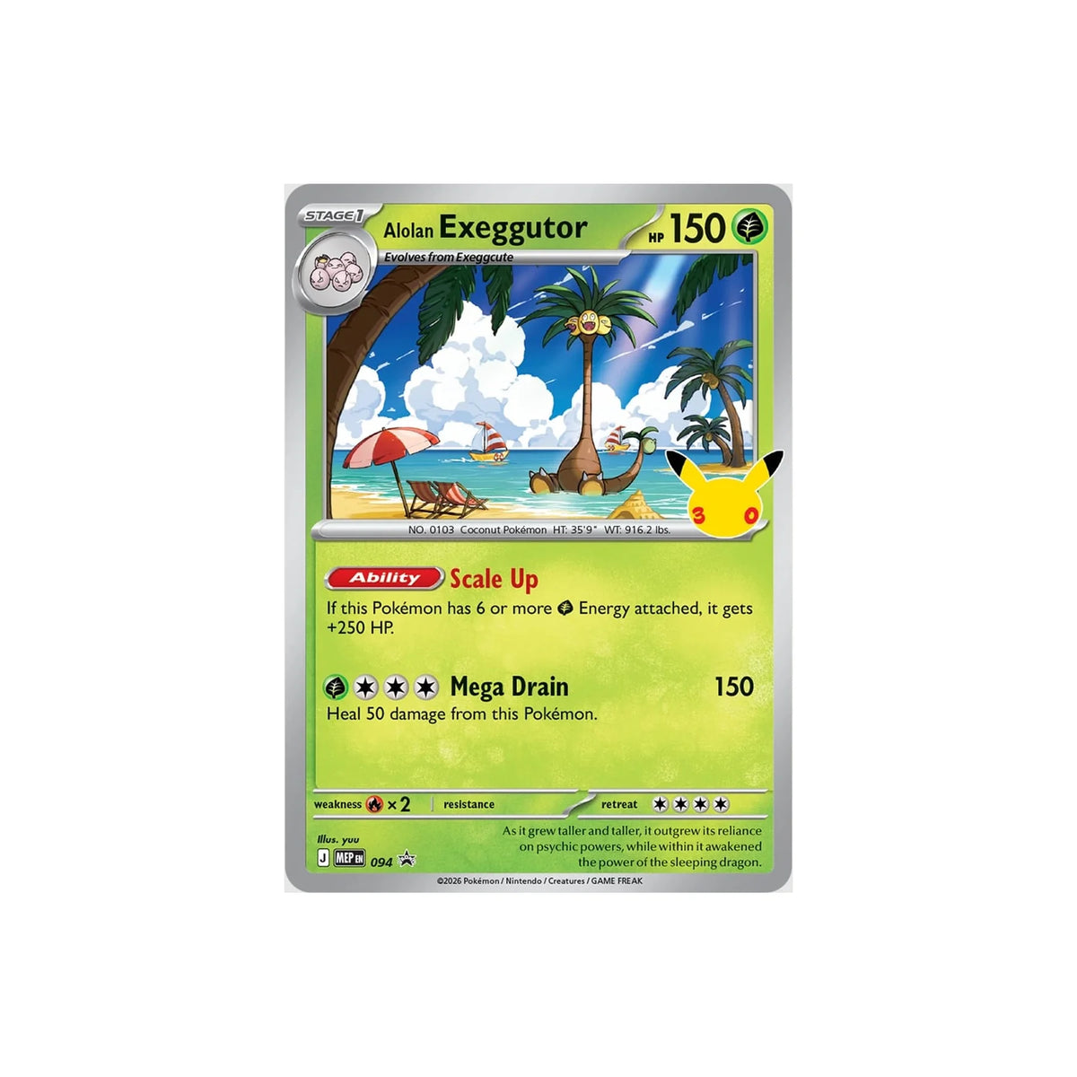 Promokarte Alolan Exeggutor der 30th Celebration Tech Sticker Collection