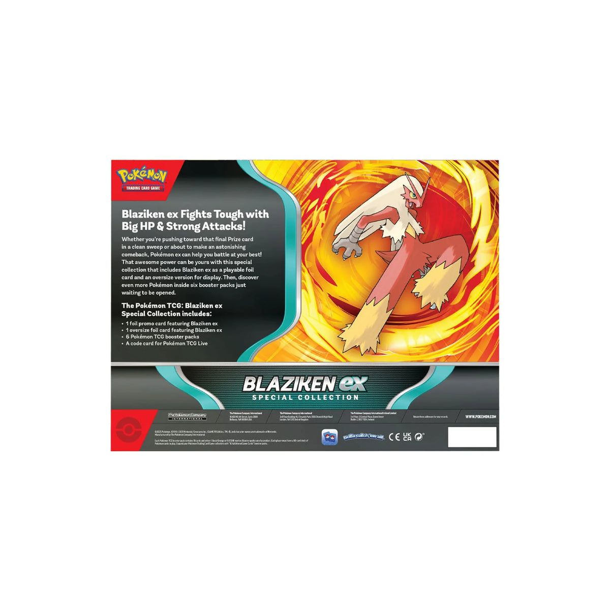 Blaziken ex Special Collection Englisch, Rückseite der Box
