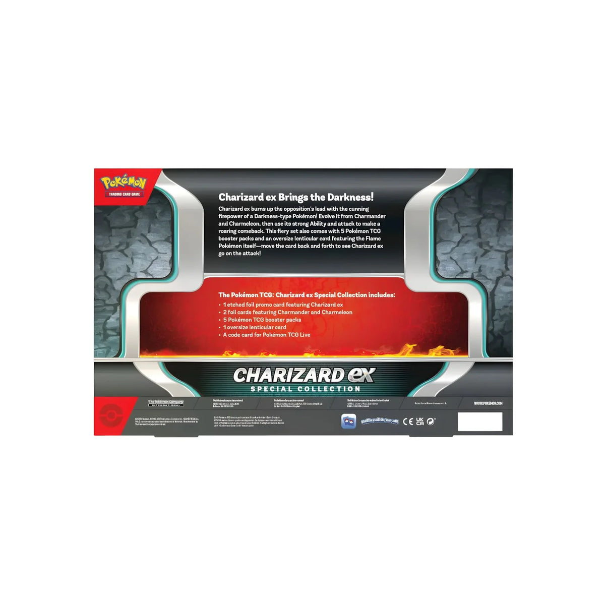 Charizard ex Special Collection Englisch, Rückseite der Box