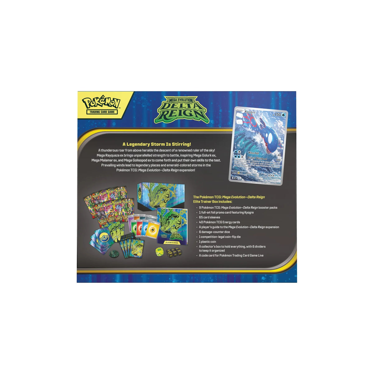 Rückseite der Delta Reign Elite Trainer Box mit Inhaltsliste
