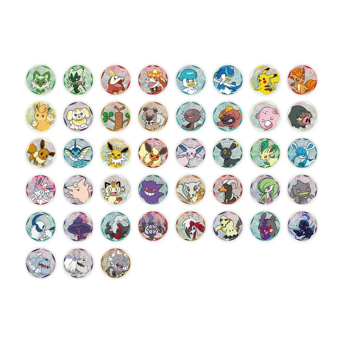 Pokémon Gem Pack Badge Set – Übersicht der Buttonmotive