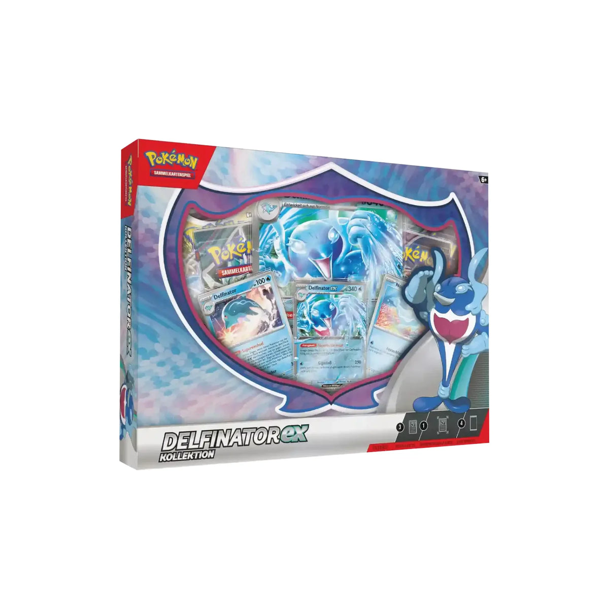 Pokémon Delfinator-ex Kollektion Deutsch, Box-Vorderseite schräg