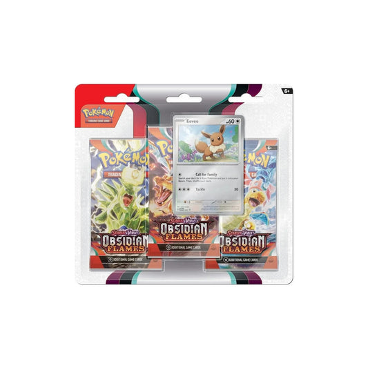 Pokémon Obsidian Flames 3-Pack-Blister Eevee Englisch Vorderseite