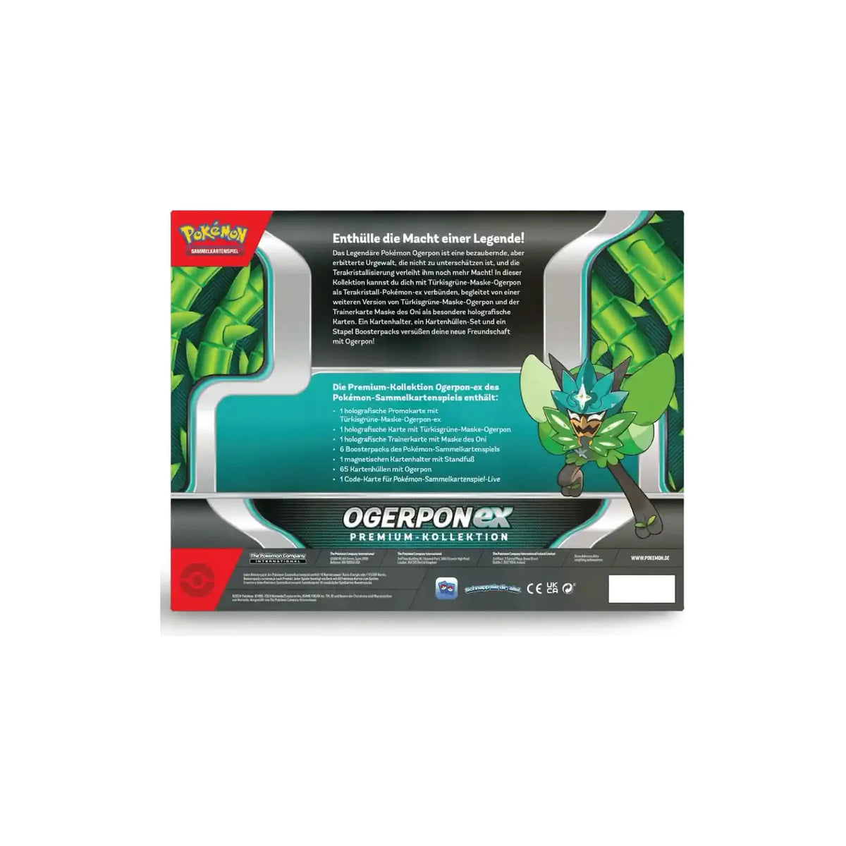 Pokémon Ogerpon-ex Premium-Kollektion, Box-Rückseite