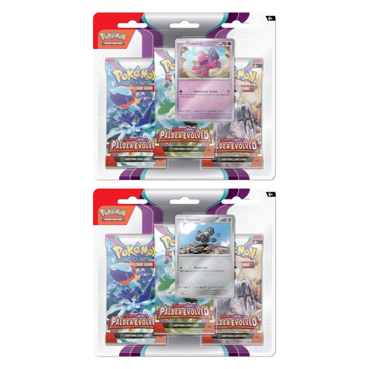 Paldea Evolved 3-Pack-Blister Englisch mit Promo Tinkatink und Varoom