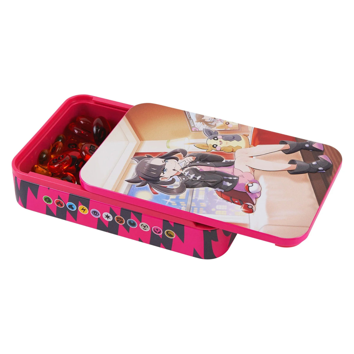 Pokémon Trainer Tin CSI – geöffnete Tin mit Inhalt