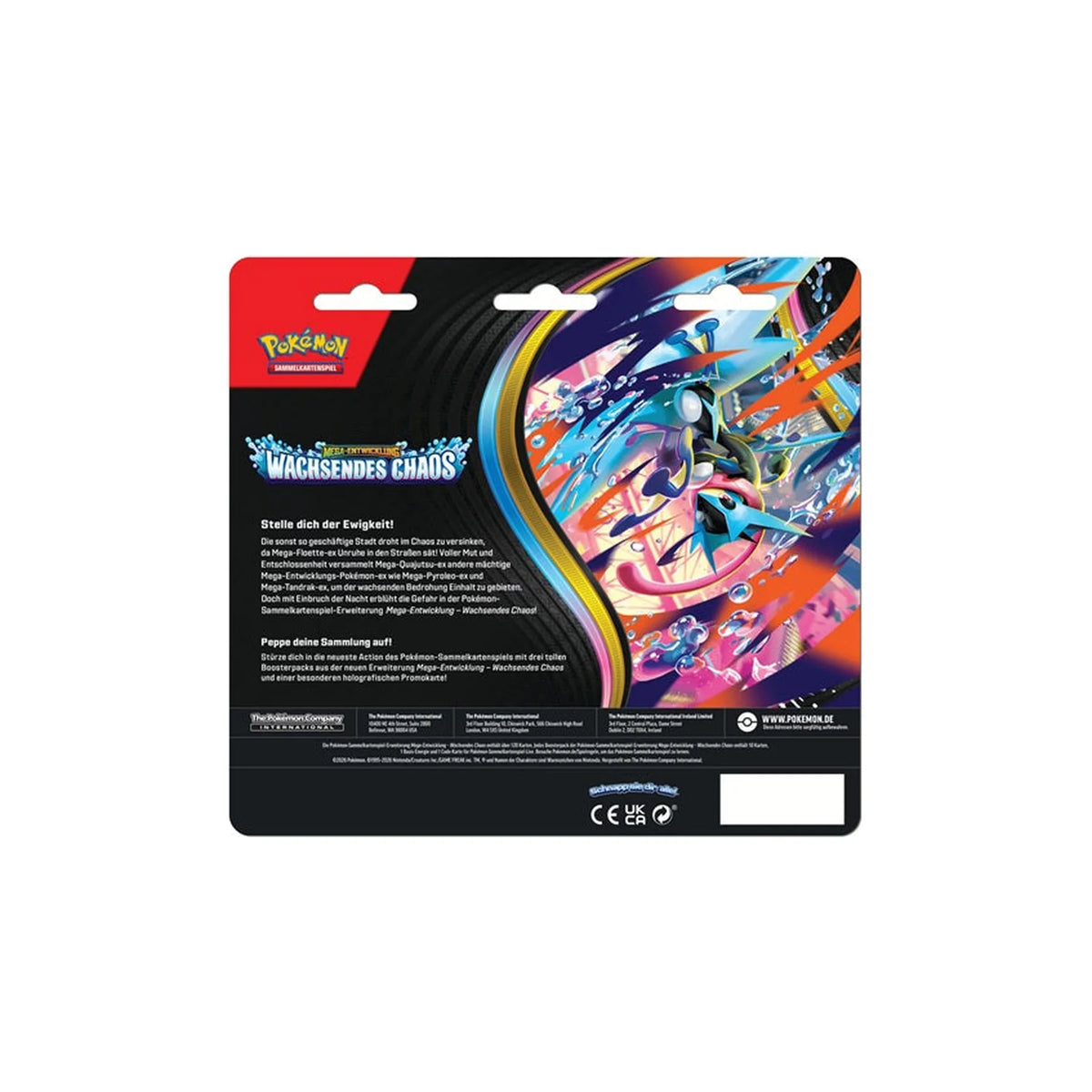 Pokémon Wachsendes Chaos 3-Pack-Blister Rückseite